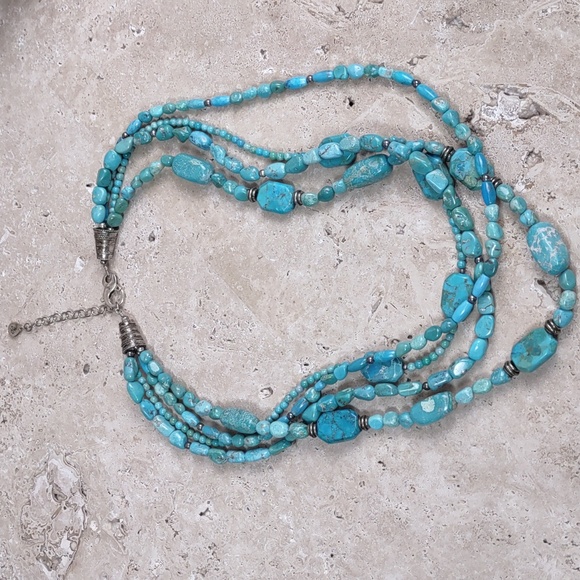 Barse Multi Strand Turquoise/Sterling Silver Necklace - Picture 5 of 7